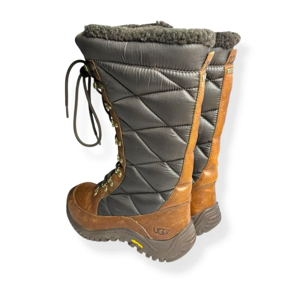 UGG Australia Women's Kintla Boots‎ Leather Quilted Two Tone Brownstone US 7